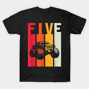 5th Birthday Monster Truck Boys Girl Kids 5 Years Old T-Shirt